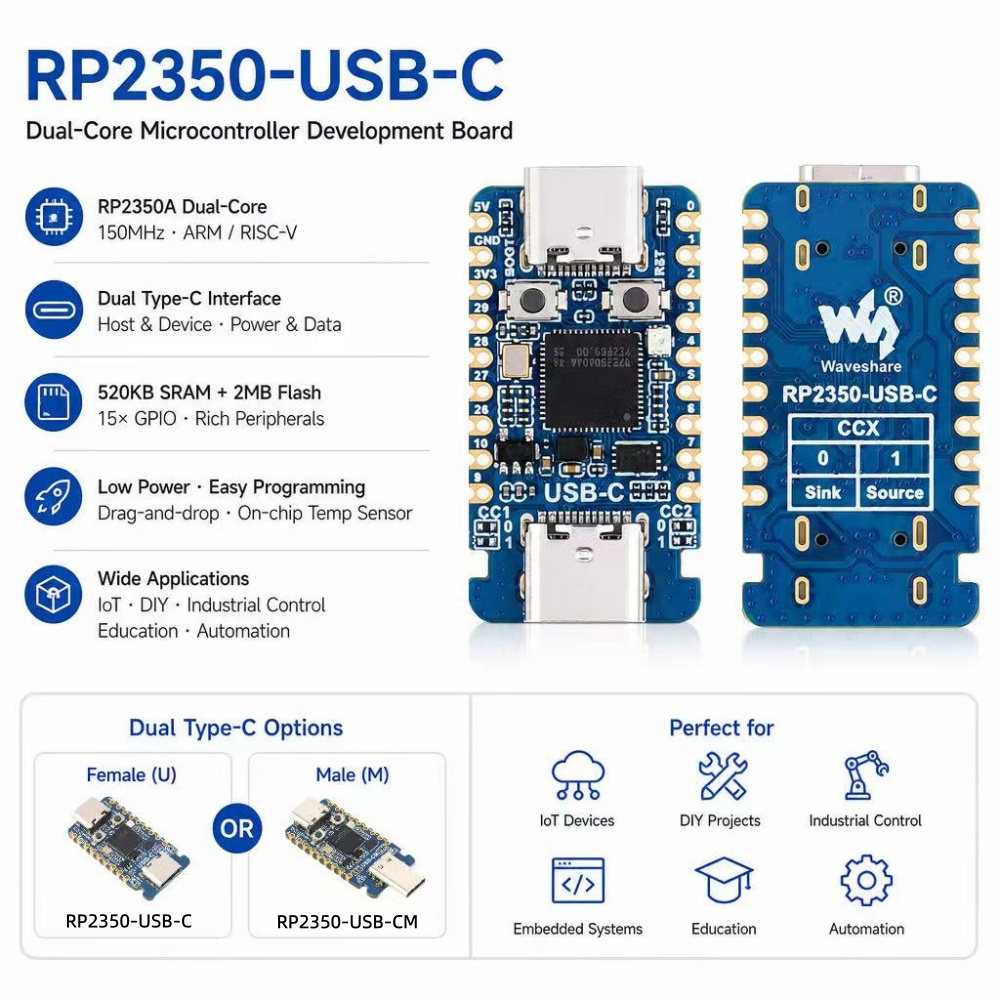 Banana Pi Bpi-M5 - Мини-платка разработки RP2350-USB-C, плата разработки двухъядерного